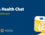 "VA Health Chat for Veterans" on a dark blue background with a yellow icon 